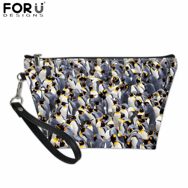 FORUDESIGNS Penguin Печать Макияж сумка органайзер для косметики для женщин макияж случае дамы для дорожных принадлежностей косметичка кожа - Цвет: Z3331Z8