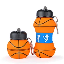 

Popular Kids Football Basketball Tennis Shape Silicone Sport Collapsible Foldable Water Bottle BPA Free (1PC)