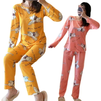 

Women Pajamas Set Cute Cartoon Sleepwear Leisure Clothes Female 2pcs Casual Homewear Long Sleeve Sleepwear Pajamas for Women