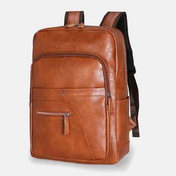 

Men Faux Leather Waterproof Durable Large Capacity Retro Fashion Computer Backpack Travel Shoulders Bag Hot
