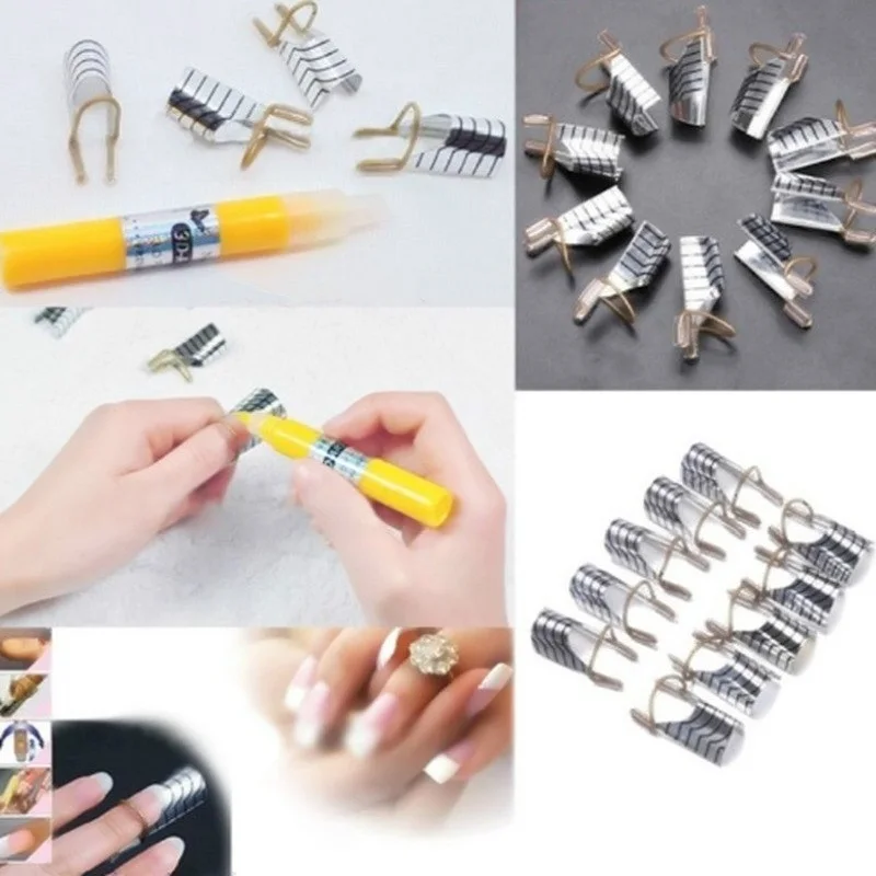 

5pcs Professional French Nail Form Tips Sliver Nail Art Form Acrylic Tip Gel Nails Extension Curl Form For Nail Polish Guide
