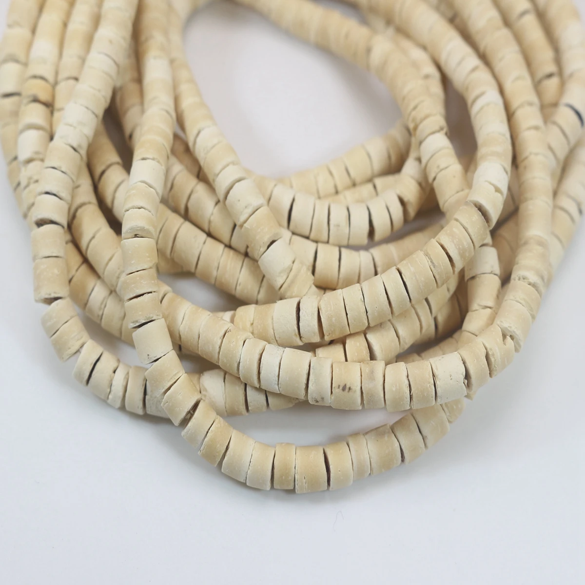 5 Strands 22" Natural Coconut Column Heishi Beads 5mm