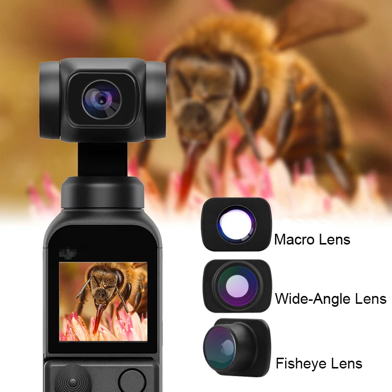 Lente ojo de pez Macro de gran angular para cámara DJI Pocket 2, accesorios de lente de cámara de cardán de mano para Vlog