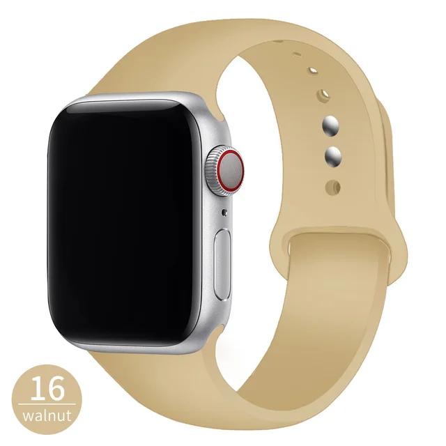 Silicone Strap For Apple Watch Band 42mm 45mm 38mm 44mm 40mm Smartwatch Rubber Sports Watchband Bracelet iWatch series 7 6se 5 4 Walnut color