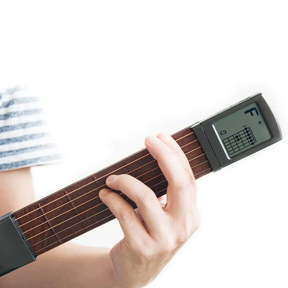 

Pocket Guitar Wood+Plastic Portable With Screen Display Finger Exerciser Train Practice Tool For Beginners