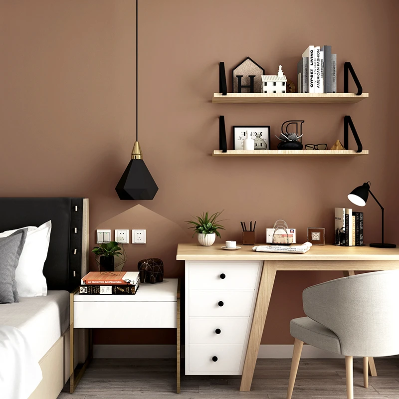 Brown wallpaper dark brown brown pure color color living room bedroom  modern minimalist TV background wall paper|Wallpapers| - AliExpress