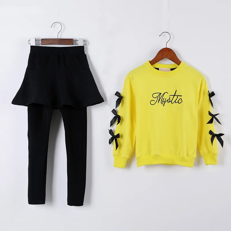 

ZWY694 New Spring Autumn Children Clothing Sets Girls Suits Casual Character Pattern T-shirt Tops Girl Pants Two Piece Sets