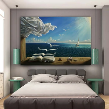 

Salvador Dali Canvas Art Print Poster The Waves Book Sailboat Picture Canvas painting Diary of Discovery by Vladimir Kush