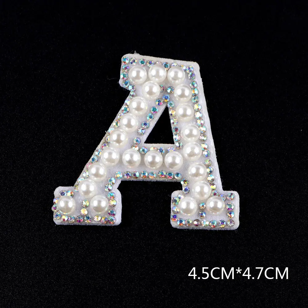 26 글자 AB 라인석 진주 영어 알파벳 패치 3D 페르시 스티커 혼합 자수 패치, 의류 로고 Diy 아플리케