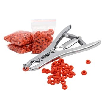 

1Pcs Farm Castration Bander Forceps Pliers Tail Dock Cattle Sheep Goat with 100Pcs Castrator Rings