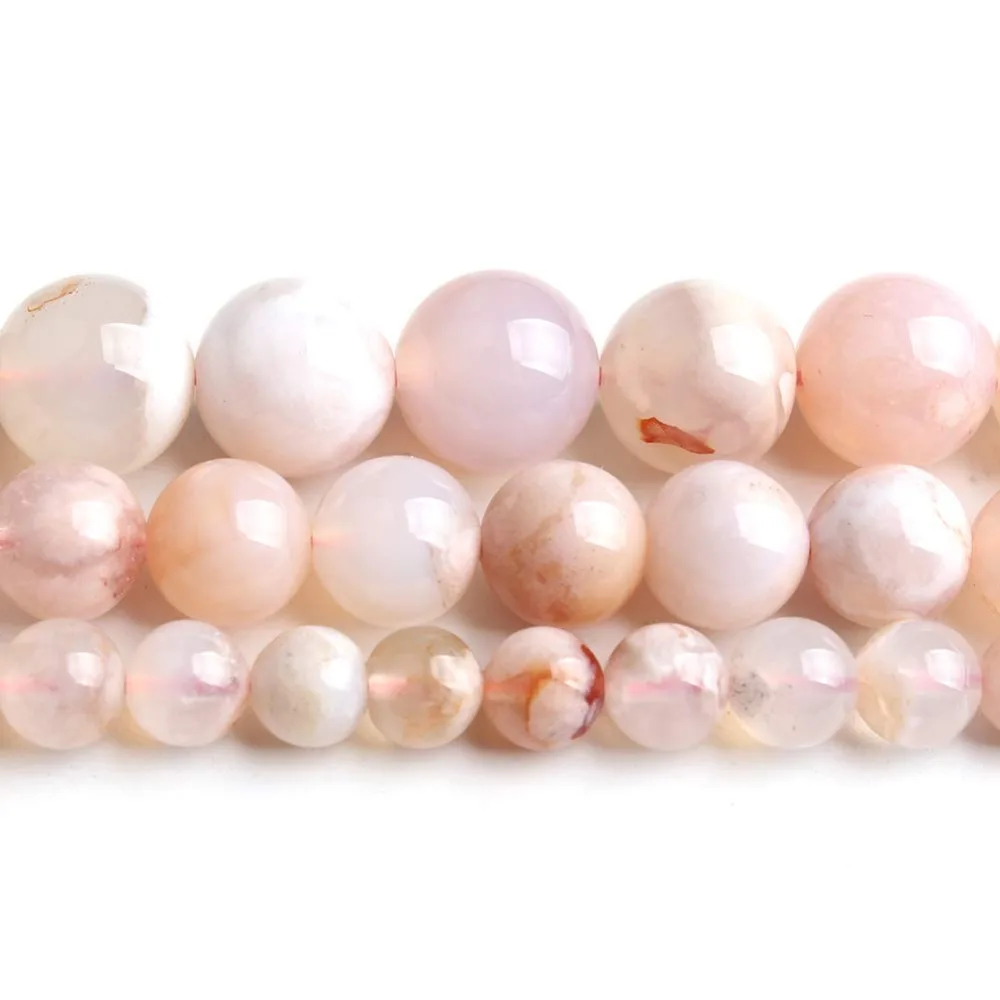 pink cherry agate_Love Beads 天然宝石圆珠珠宝制作 38.10 厘米 4-6-8-10-12mm 半宝石珠 灰石_2