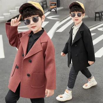 

Teenage Boys Wool Jacket Autumn Winter Coat Plaid Overcoat Boys Outerwear Kids Jacket for Boys Tops Children Clothes 10 12 Years