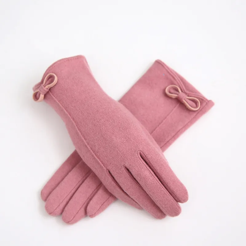 

Korean Version of Sheep Wool Gloves Autumn and Winter Warm Touch Screen Ladies Cashmere Gloves Plus Velvet Points Autumn Gloves