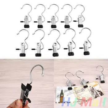 

10pcs Hanging Hooks Hanger Laundry Ceiling Hooks Stainelss Steel Hooks for Hanging Clothes Hook Portable Pin Clip