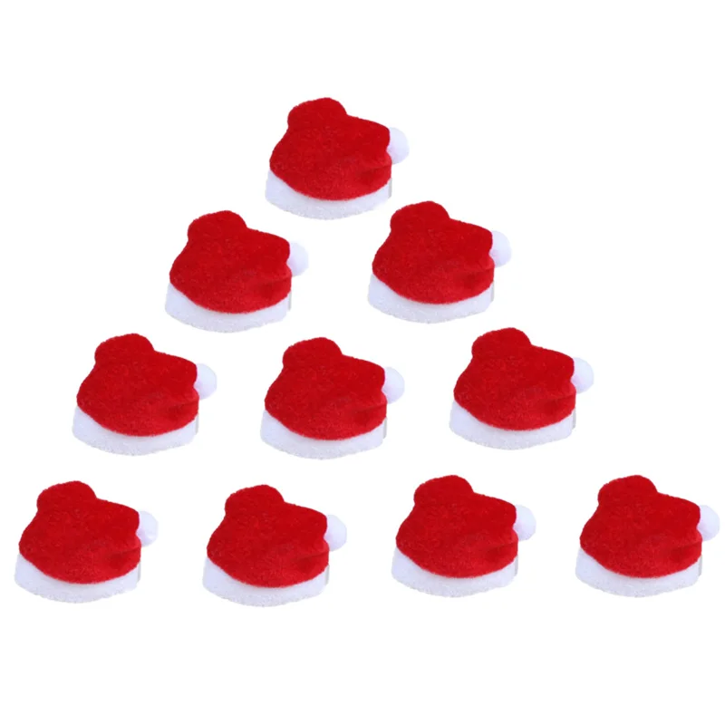 

HOT-10Pcs/Set Mini Christmas Hat Santa Claus Hat Xmas Apple Wine Bottle Caps Christmas Gift Caps for New Year Tree Ornament Deco