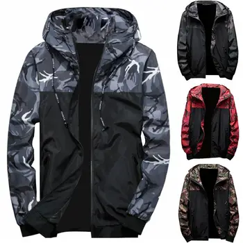 

Hot Spring Autumn Men's Jackets Camouflage Hooded Coats Casual Zipper Male Windbreaker Men Clothing Jacket Hooded Zipper Coat