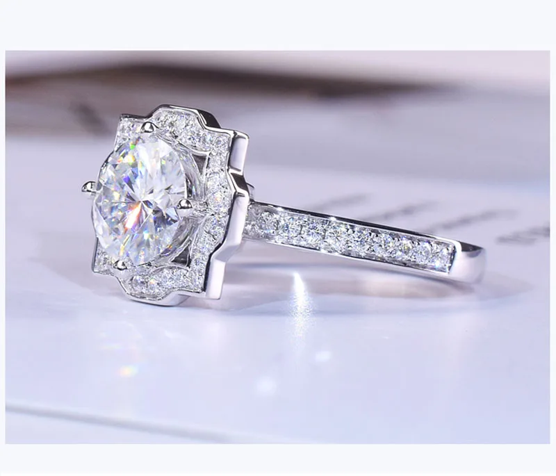 14K Золотое кольцо 1.5ct D Цвет VVS Moissanite кольцо обручальное кольцо с национальным сертификатом