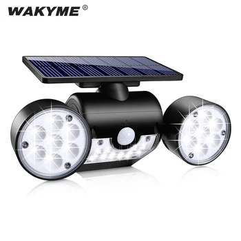 

WAKYME 30 LED Solar Light Outdoor Wall Lamp Waterproof Motion Sensor Solar Lamp Adjustable Angle Dual Head Solar Spotlight