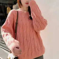 Realshe 2017 розовый кисточкой Вязание свитер мода контрастного V Средства ухода за кожей Шеи осенний свитер Пуловеры для женщин Для женщин