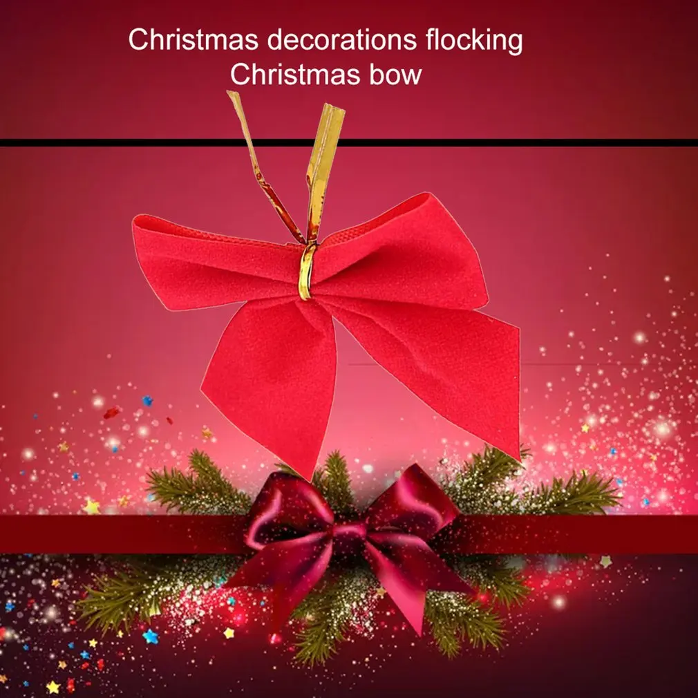 Christmas Supplies Red Gold Silver Christmas Decoration Flocking Christmas Bow Christmas Tree Decoration