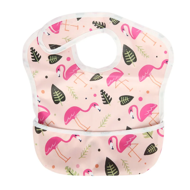 [Sigzagor]1 Baby Bib Feeding Waterproof With Pocket 6 to 24 months - Цвет: BSW2 flamingo