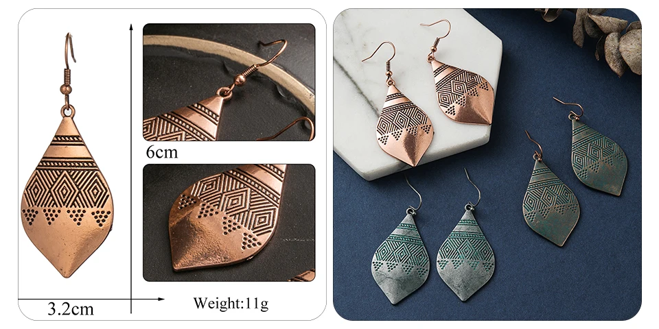Ethnic Bohemia Vintage Earrings for Women Indian Jewelry Metal Tassel Fringe Drop Earrings Silver Rose Gold Bronze Geometric Leaf Round Circle Earring Wholesale Dropshipping (50)
