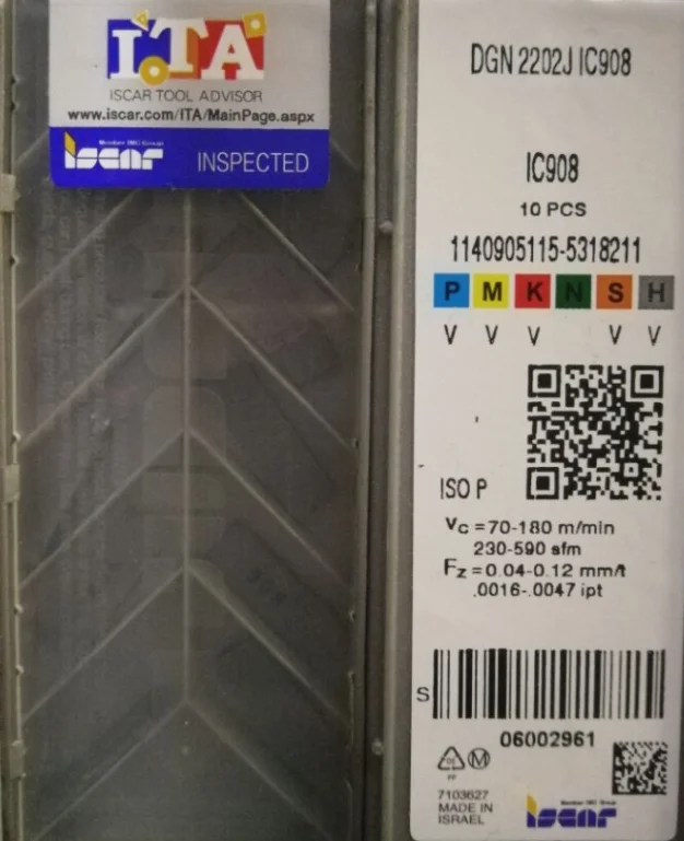 ISCAR 10 шт. твердосплавная вставка DGN2202J IC908