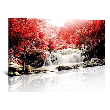 

Diy full square 5Diamond Painting Large Waterfall Red Tree Wall Art for Living Room Wildlife Landscape Diamond Embroidery L933