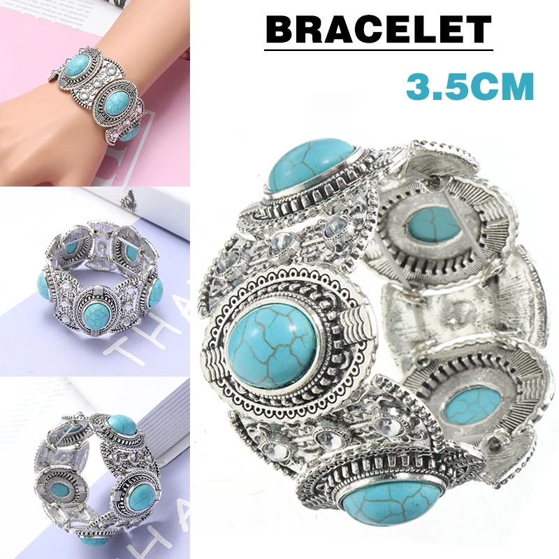 Этнический стиль бохо антикварный серебряный браслет для женщин Природный