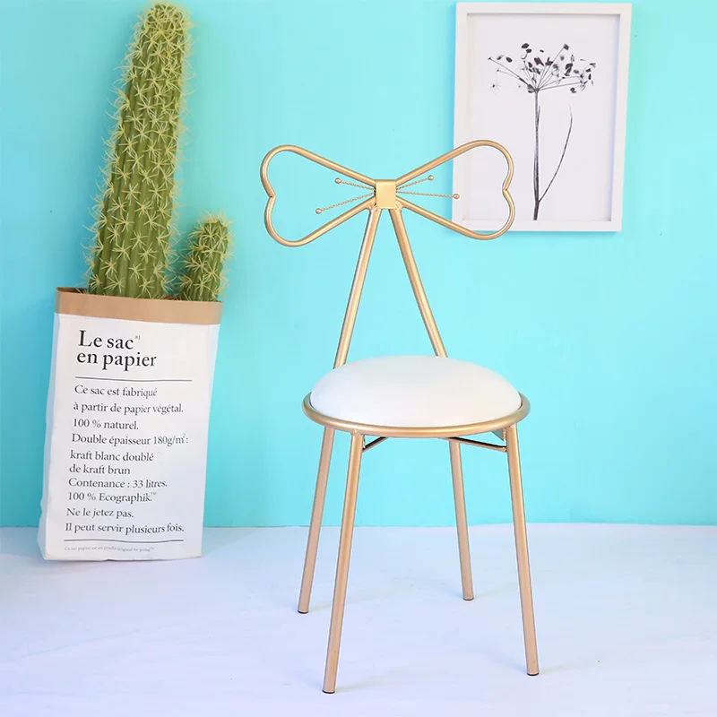 

Dressing Stool Nordic Nail Stools Bedroom Wrought Iron Net Red Dressing Chair Ins Makeup Chair Dressing Makeup Stool metal gold