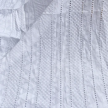 

African Cotton Voile Twill Lace Fabric for Women Dress, Pure White Swiss Apparel Sewing Tissus Patchwork Diy Materials CH04