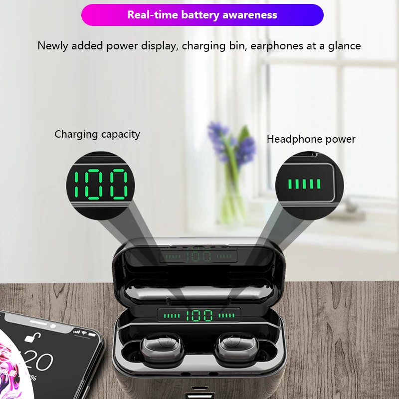 Беспроводные наушники TWS 3500 мАч Bluetooth 5 0 со светодиодным дисплеем питания CVC8.0 DSP