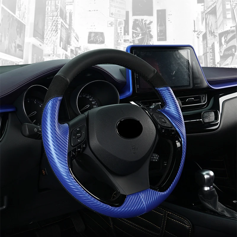 Внутренние аксессуары из искусственной кожи, украшение для автомобиля, накладка на руль для Toyota CHR C-HR