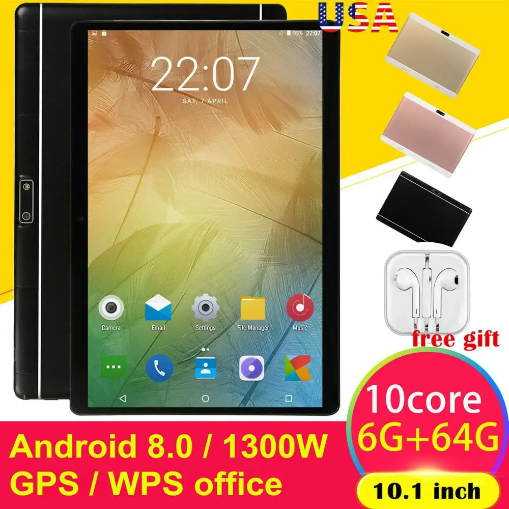 

10.1 Inch HD Game Tablet Computer PC Android 8.0 Ten-Core GPS WIFI Dual Camera