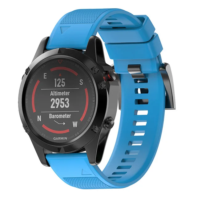 Силиконовый ремешок для часов с быстроразъемным ремешком 26 мм для Garmin Fenix 3 3HR 5X 5X plus D2 6X 6X Pro Watch Easyfit Watch Wrist Band - Цвет: 天空蓝