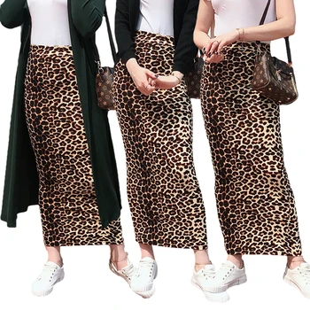 

Fashion Muslim Women Leopard Print Skirts High Waist Stretch Bodycon Bottom Sheath Femme Pencil Long Skirts Islam Arab Clothing