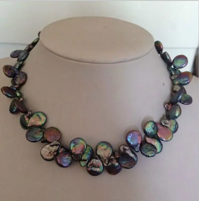HOT# Wholesale > >>> 12-13mm tahitian peacock black pearl necklace 18inch