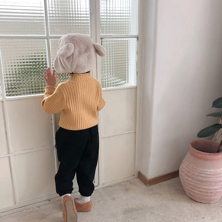 Детские свитера для детей 1-7 лет; Модный корейский свитер для девочек; пуловер с высоким воротником; Одежда для мальчиков; осенние вязаные свитера высокого качества
