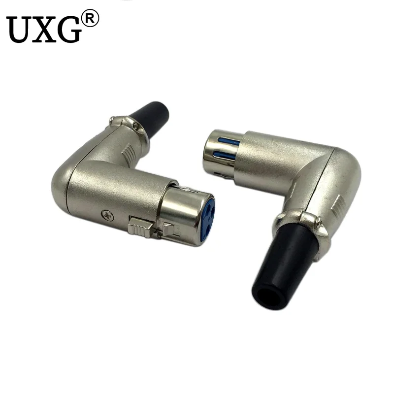 DIY XLR Женский адаптер локоть 90 градусов правый сварной гнездовой разъем для