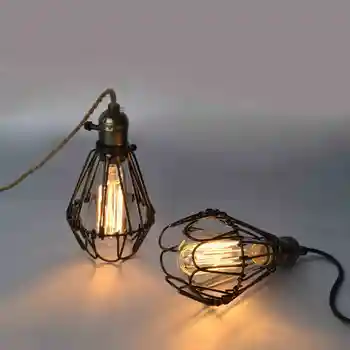 

Loft Retro Style Iron Iron Cage Industry Small Restaurant Bar Coffee Hall Chandelier luminaria