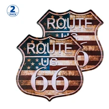 DL-2-Pack Ruta 66 señales de carretera Vintage con poligón Metal estaño signo para decoración de pared arte 11x11 pulgadas