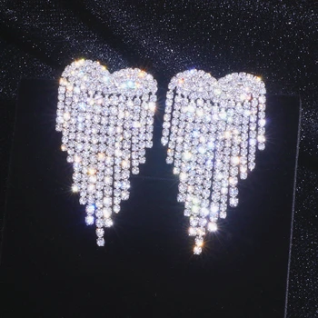 

Fashion Luxurious Crystal Earrings AB Drill Rhinestone Long Drop Earrings For Woman Girl Gifts Bridal Wedding Jewelry Accessory