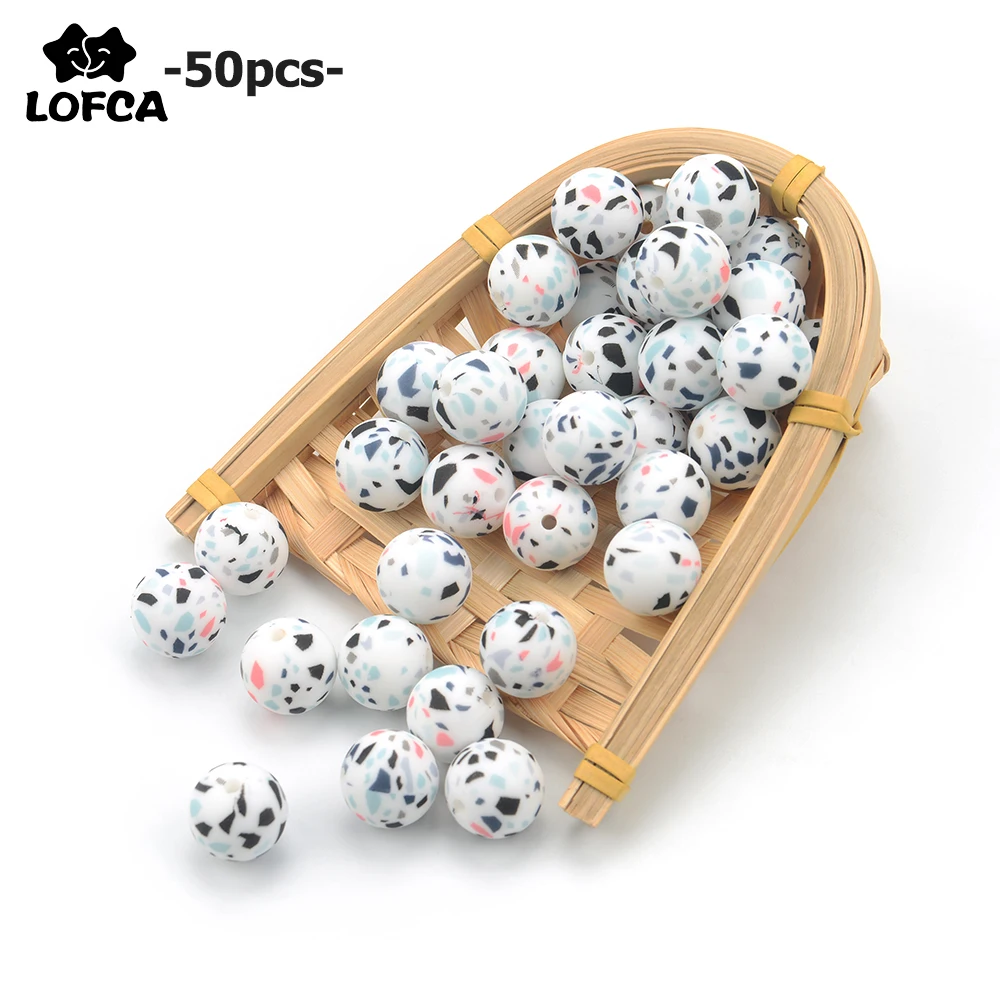 Силиконовые бусины прорезыватели LOFCA 50 шт. цветные жевательные для прорезывания
