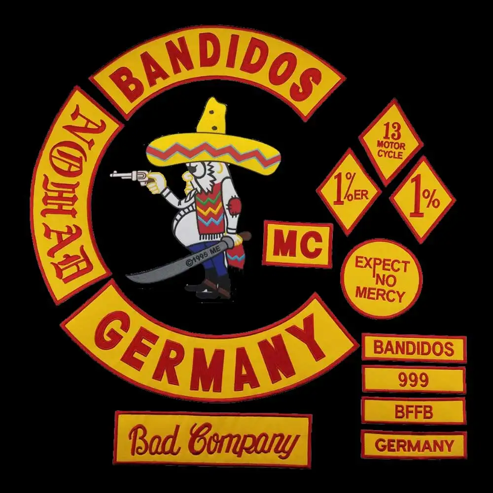 Bandidos MC вышитая нашивка с утюгом куртка кожаный жилет Райдер панк полноразмерная