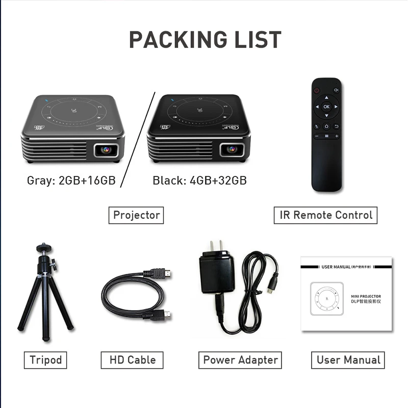 Smartldea Real 3D Mini Projector HD Android9.0 5G WiFi Handheld 4K Proyector 5000mAh battery BT5.0 Personal Home Theater Beamer