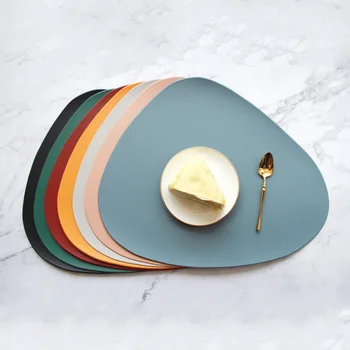 

Leather Placemat Tableware Mats Table Pad Waterproof And Heat-Resistant Non-Slip PVC Placemat Soft Solid Coasters Accessories