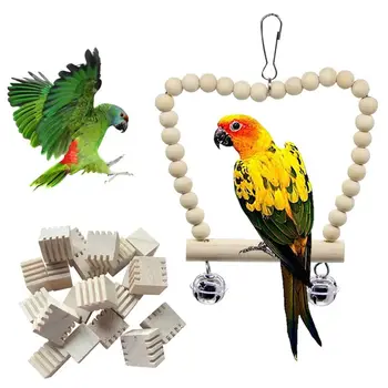 

Parrots Hammock Swing Chew Toys Standing Pile for Small Bird Appease Emotions & Prevent from Screaming Toy set 13 pcs
