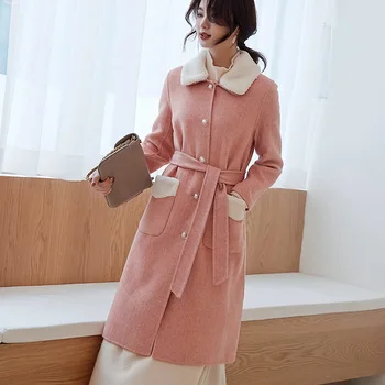 

High-end Fashion Wool Coat Winter Woman Coats 2019 New Solid Color Loose Thick Woolen Coat 100% Wool Coat Female Jacket