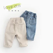 Детская одежда детские для мужчин и женщин Детские простые однотонные повседневные Мягкие джинсы для малышей Dk020