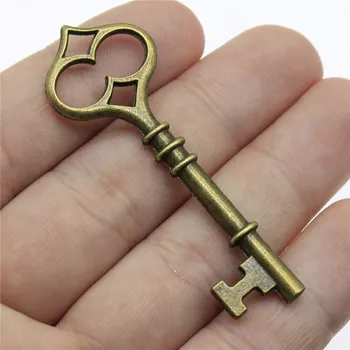 

WYSIWYG 2pcs 60mm Vintage Key Pendants Charm For Jewelry Making Antique Bronze Color Key Pendants Charm Key